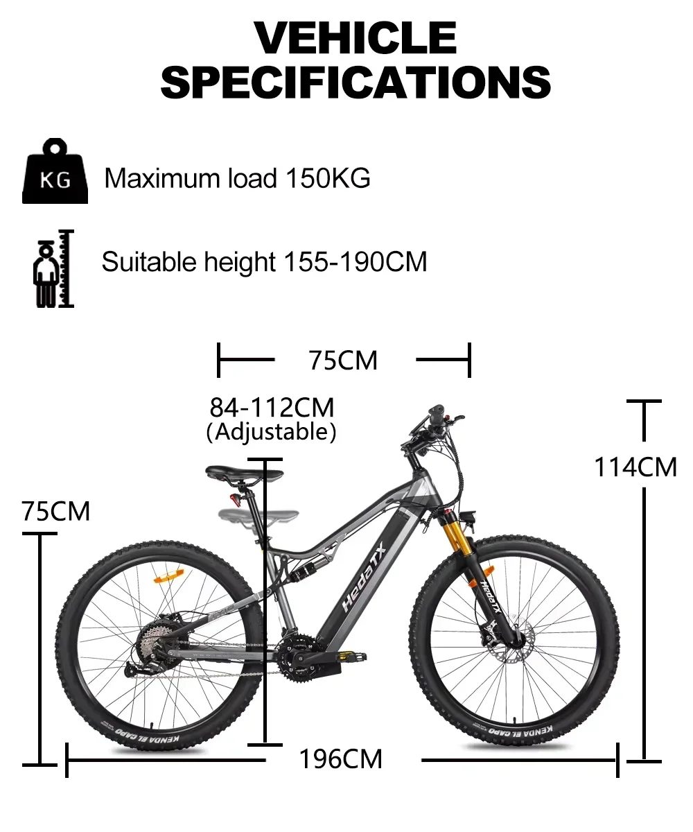 Bicicleta Eléctrica TX19 29 Pulgadas Full Suspension 1000W 48V 19.2Ah – Shimano 27 Velocidades 5